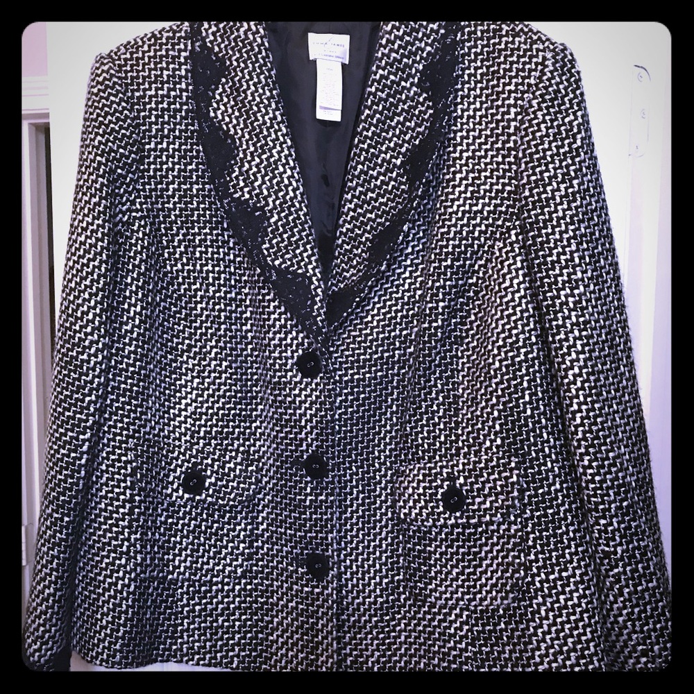Woman’s tweed and lace jacket